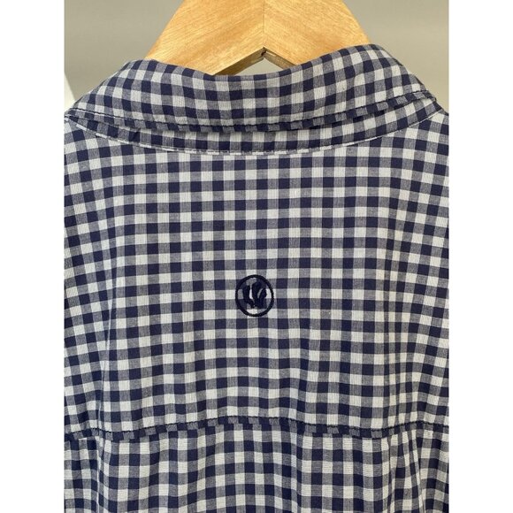 Fat Face Navy Blue Check Shirt Men’s Large Long Sleeve Button Up Slim Stretch - Picture 5 of 16